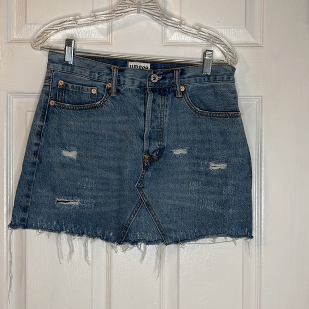 Umgee Jean Denim Distressed Skirt Size 29